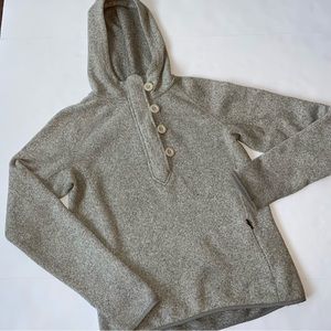 The North Face Sweater Hooded Jacket Button Long Sleeves Gray